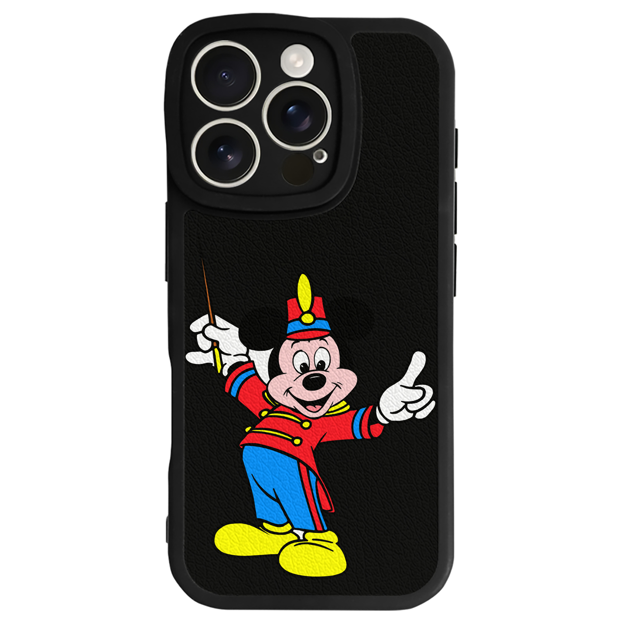 （画像用） ミッキーマウス Mickey Mouse 【iPhone 16シリーズ対応】シリコンスマホケース（レザー調） 材質：シリコン